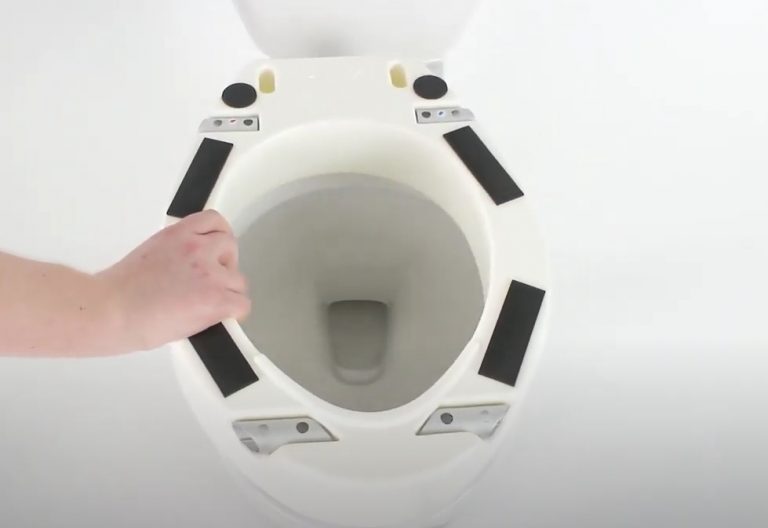 Install Toilet riser with handles - Make sure that the side with the grips and sockets  is facing you