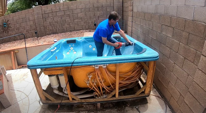 how to cut up a hot tub